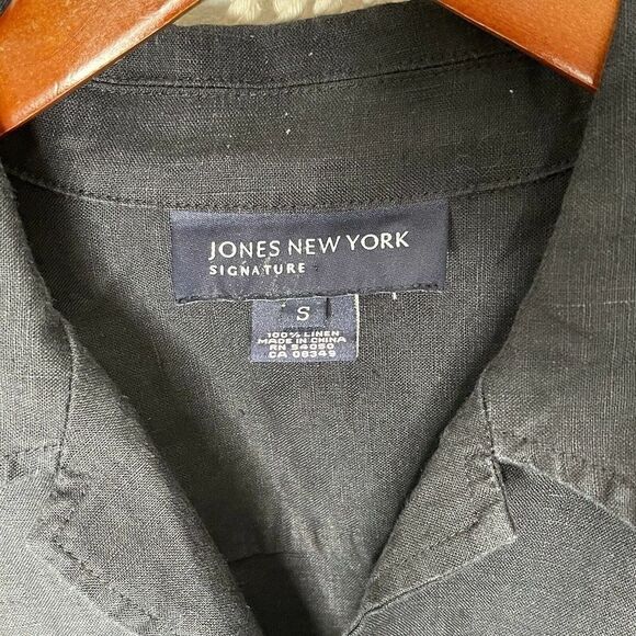 Jones NY Top SZ SM 100% Linen Long Sleeve Button Down Minimalist Sustainable - Picture 6 of 7